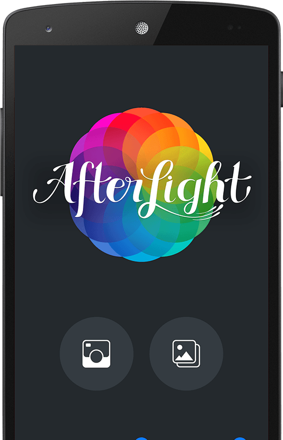A screenshot of the splash screen of the Afterlight for Android app
