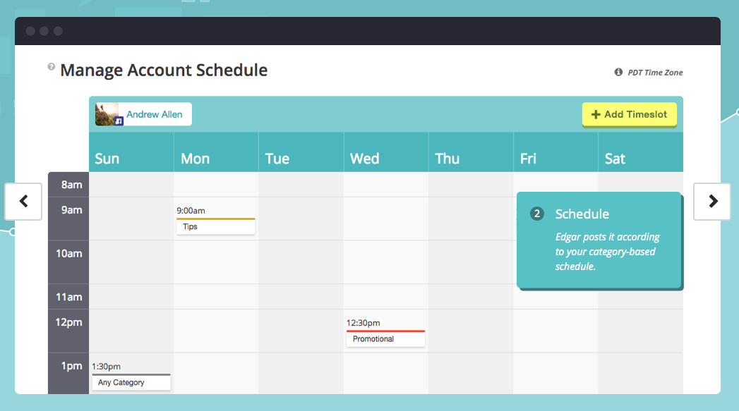 Meet Edgar enables you to create a content schedule