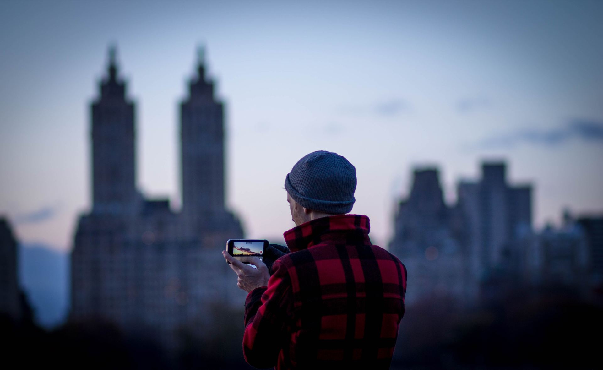 hipster and his iphone