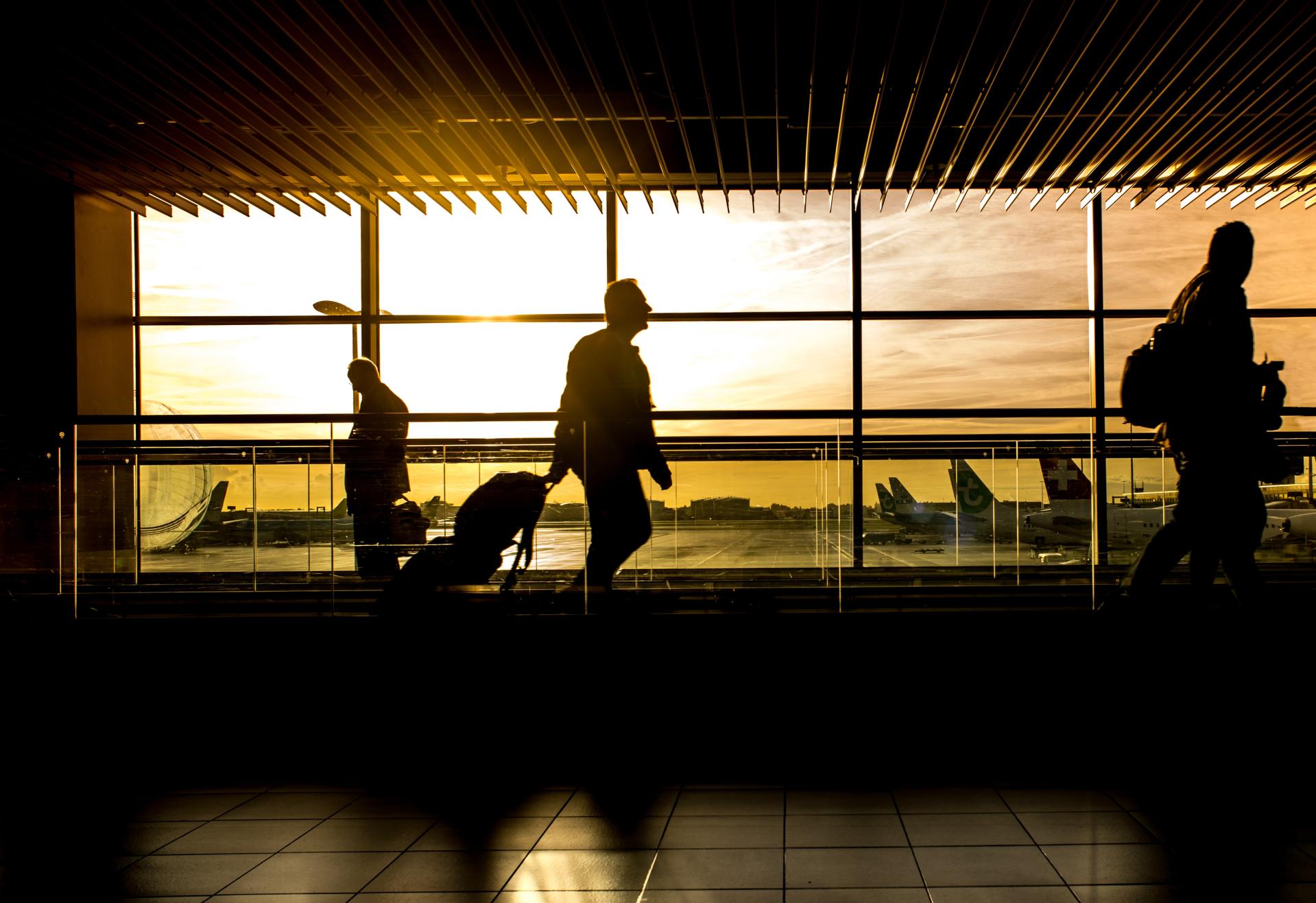 Silhouette of people in airport