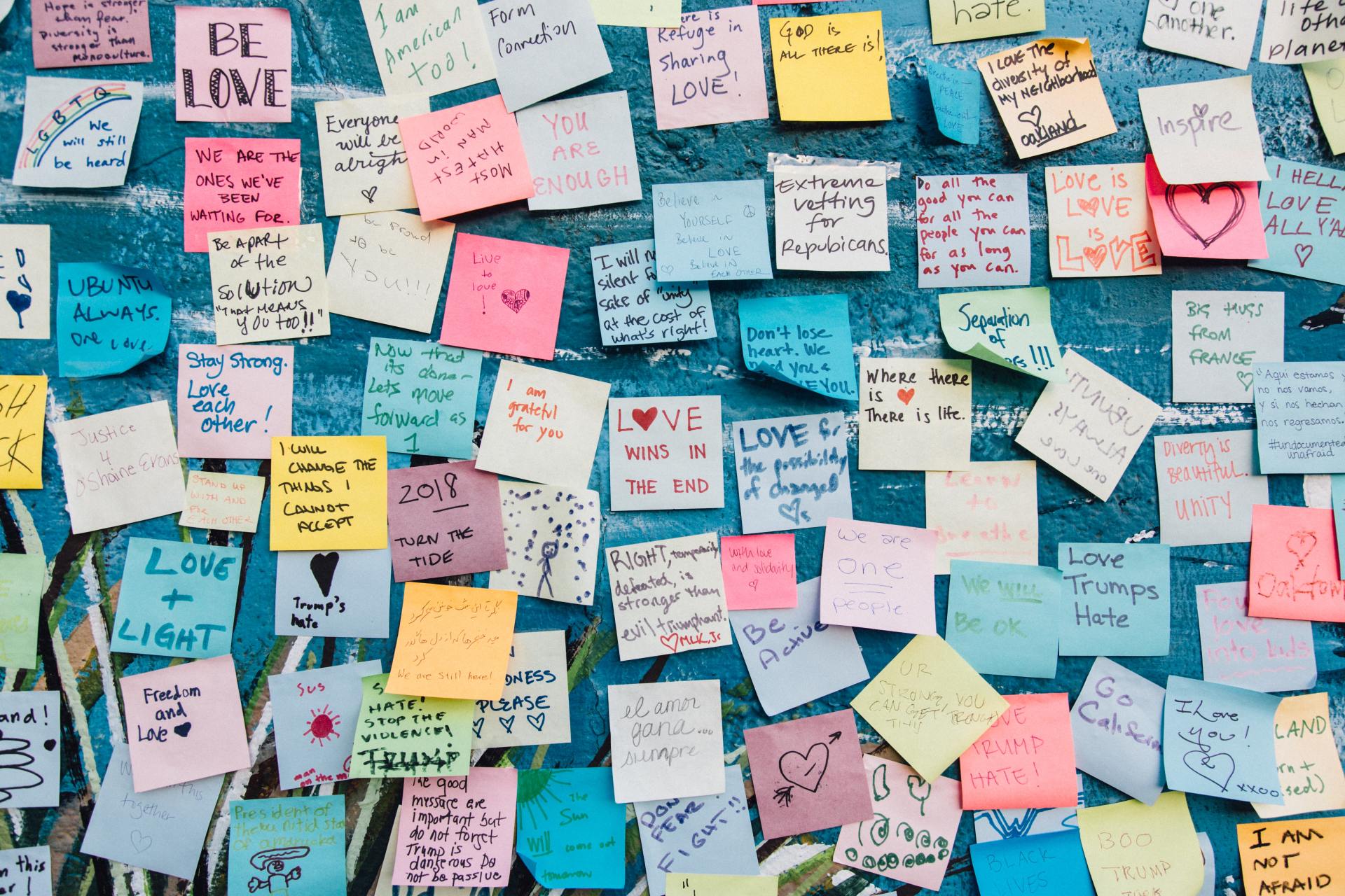 wall of sticky notes