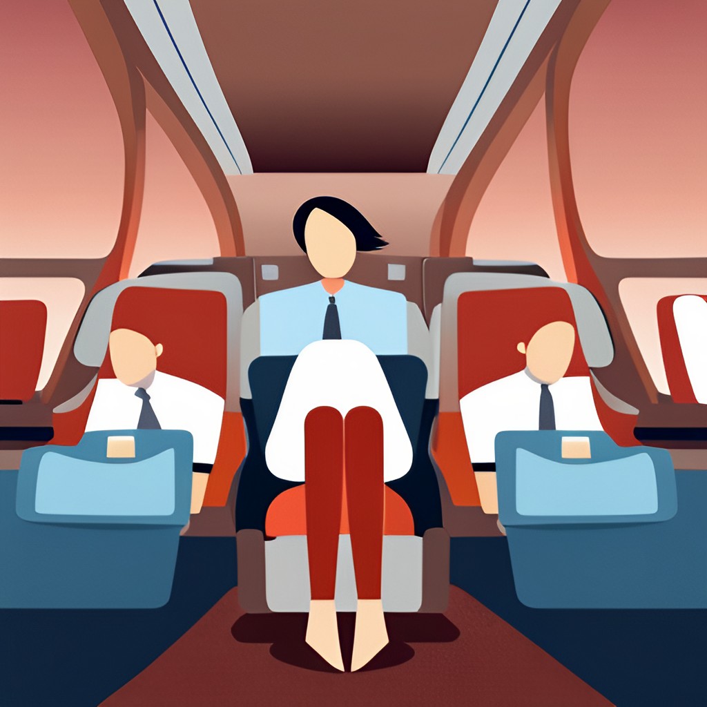 Digital illustration of passengers on the middle seat