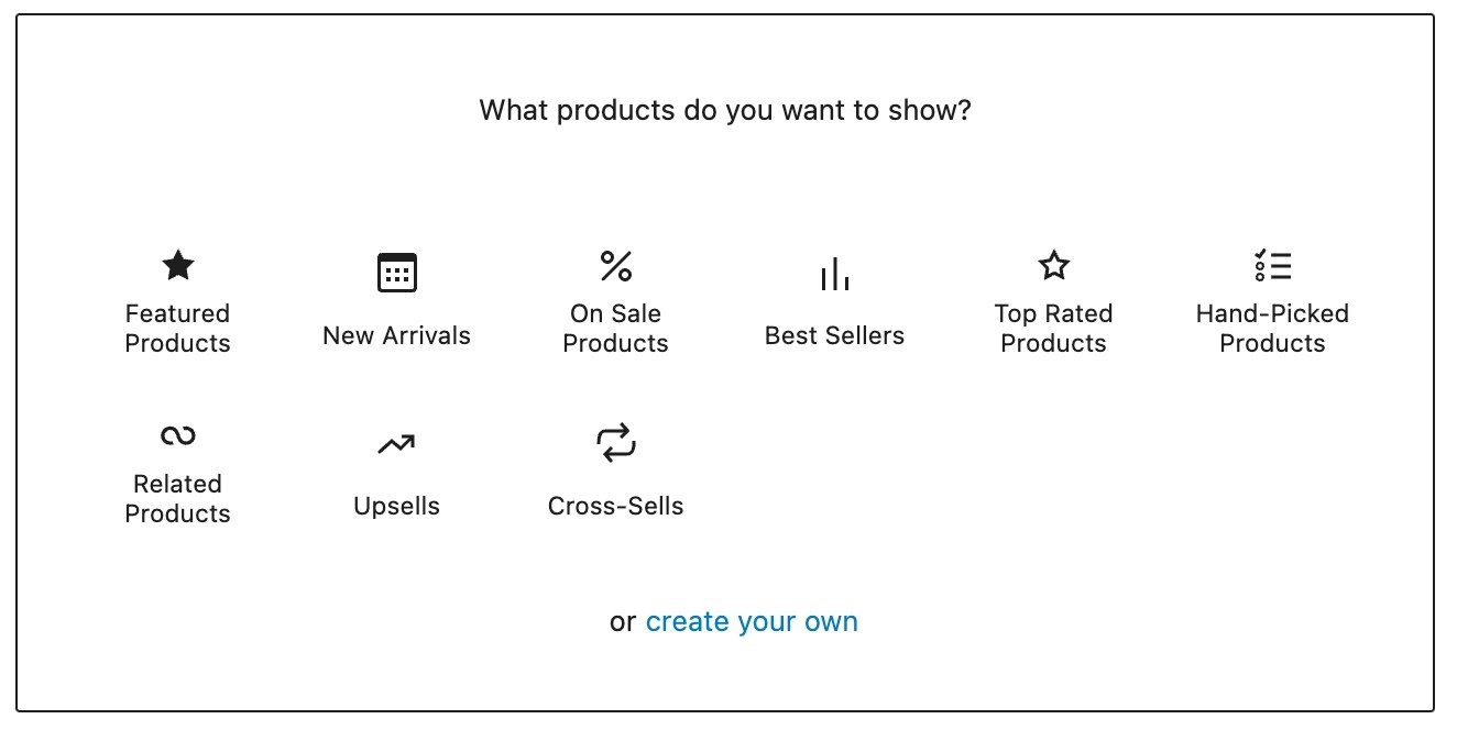 The user interface, asking a store owner what products they wish to display.