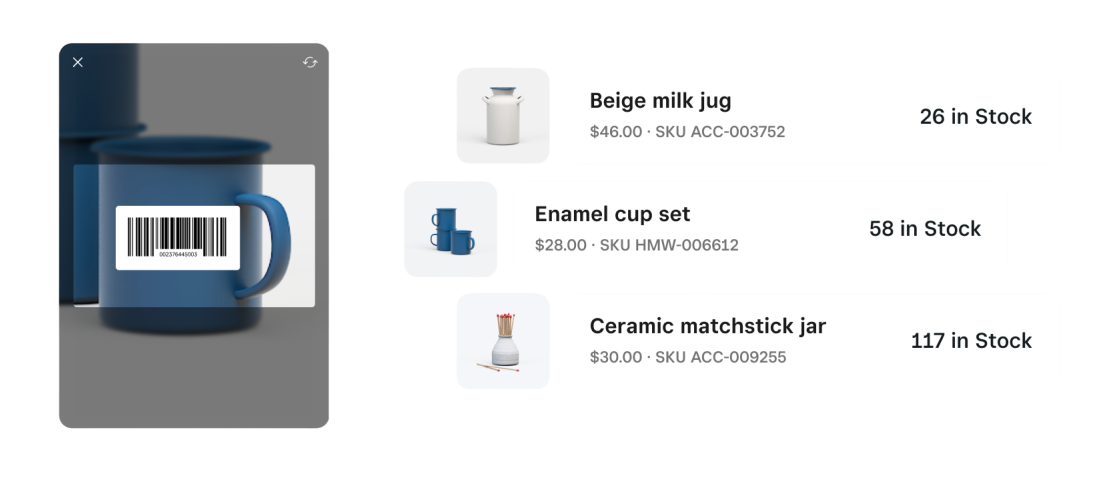 An example of product inventory, showing how many items are in stock.