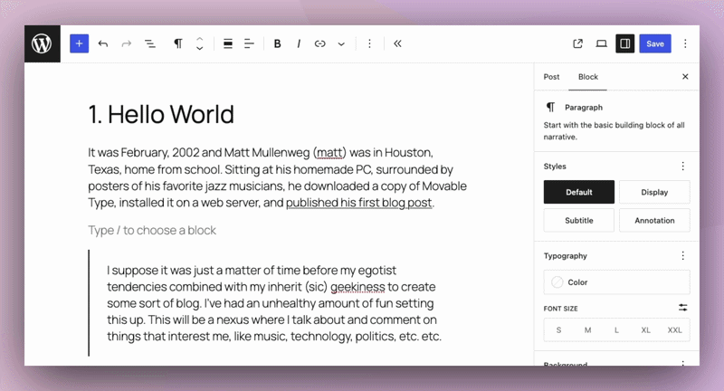 A gif displaying the new type ahead experiment, showing suggested words appearing as someone types. 